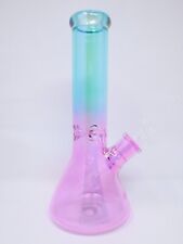 11” Thick Heavy Glass Ombre Blue & Pink Colored Water Pipe Bong Ice Catcher picture