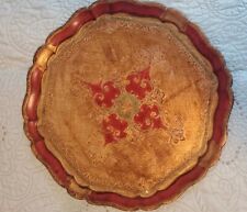 Vintage Italian Florentine tray golden and red  hand made in Italy picture