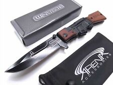 AK47 Gun Style Rifle Pocket Knife Flipper Assisted A/O Wood Handle EDC Blade  picture