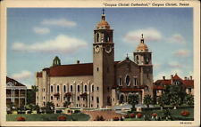 Corpus Christi Texas Cathedral ~ 1930s linen postcard picture