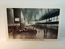 Postcard Interior View Newark Airport Terminal People, Old Car Displayed Inside picture