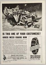 1944 Print Ad Weed Tire Chains for Snow Car Wrecked Bridgeport,Connecticut picture