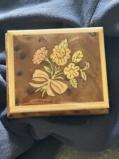 The San Francisco Music Box Company Wooden Floral Music Box With Ring Holder. picture