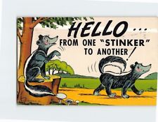 Postcard Skunks Hello From One Stinker to Another Humor Card picture