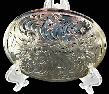 Cowboy Cowgirl Western Ornate Filigree Silver Plate RA Guthrie Belt Buckle picture
