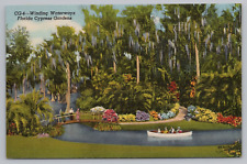 Postcard Winding Waterways Florida Cypress Gardens Unposted Linen picture