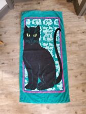 Vintage Hilasal Beach Swim Bath Towel Black Cat  Teal Cotton Pocket Pillow Bag picture