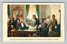 Boston MA-Massachusetts Mural Signing Of Charter Vintage Souvenir Postcard picture