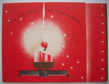 40's Candle aglow vintage Christmas Greeting Card *DD1 picture