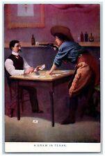 Cowgirl Hold Up Postcard Gambling A Draw In Texas c1910's Unposted Antique picture