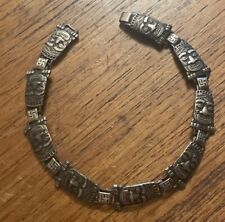 Old Pacific North West Sterling Silver Totem Poles & Whirling Logs Link Bracelet picture