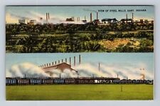 Gary IN-Indiana, View of Steel Mills, Industrial Plants, Vintage Postcard picture