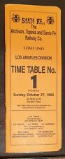 VTG. AT&SF SANTA FE RWY SYSTEM TIME TABLE #1 ~LOS ANGELES DIV.~OCT. 27, 1985~EUC picture