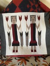Navajo Yei HandWoven Wool Rug Wall Hanging 12” x 15” Native American Art Vintage picture