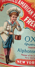 1880s Franco American Trade Food French Soups Card Girl Chef Ox Tail New York picture