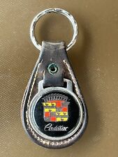 RARE🇺🇸ORIGINAL 1970s VINTAGE “CADILLAC”LEATHER/METAL KEYCHAIN/FOB 👀LQQK👀 picture