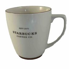 Starbucks Est 1971 White Abbey Large Coffee Tea Mug Cup Brown Trim 16 fl oz 2008 picture