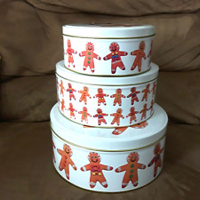 Tins Nesting Gingerbread Candy Cookies Christmas Gifts Presents Set of 3 New picture