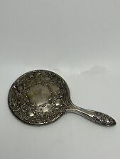 Vintage Silver Plated Hand Held Vanity Mirror picture