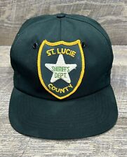 St. Lucie County Sheriff Department Patch Green Adjustable, Trucker Hat Vintage picture