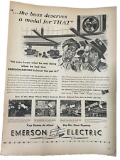 Emerson Electric Exhaust Fan Vintage Magazine Ad 1944 War Bonds Ad Workman picture