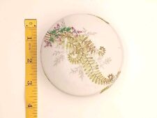 Limoges France Rochard Round Porcelain Trinket Box with Ferns, Purple Flowers picture