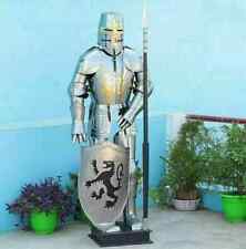 Medieval Templar Steel Full Body Brass Armor Suit Sca Larp Reenactment Costume picture