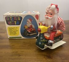 Vintage Santa Claus on Scooter Tin Litho Battery Operated Christmas Toy With Box picture