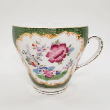 Vintage A.B.J Grafton China Canton Teacup Green Floral Flowers picture