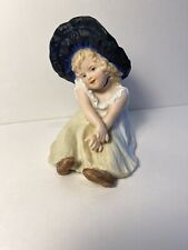 Antique Gebruder Heubach BISQUE Bonnet Girl Piano Baby Figurine Orig, Early Mark picture