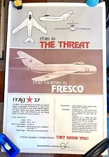 Vintage Rare Cold War Russian Soviet MIG-17 Fresco Fighter Jet Poster 38x25 picture