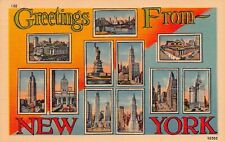 New York NY Greetings From Multi-Scene Larger Not Large Letter Linen 42565 PC picture