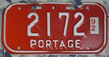 Vintage Rare 1992 Portage Wisconsin #2172 Bicycle License Plate WI  picture