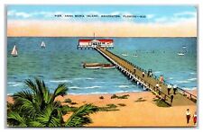 Bradenton Florida Anna Maria Island Pier Postcard 1930s Beach Art Deco picture