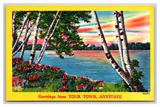 Generic Scenic Greetings Your Town Anystate Dealer Card UNP Linen Postcard M20 picture