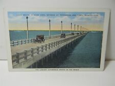 Vintage Gandy Bridge Florida Old Cars St. Petersburg To Tampa Postcard - P27 picture