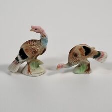 Vintage Miniature WILD TURKEY Set - Bone China Porcelain Figurines picture