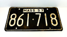 Vintage 1957 Massachusetts License Plate 861 718 - Great Condition picture