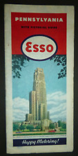 1946  Pennsylvania road map Esso oil gas pictoriall University of Pittsburgh picture