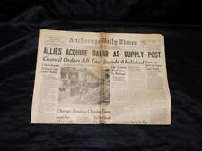Dec 8 1942 Anchorage Alaska WW2 Newspaper Dakar AK Railroad Land Morals Trial picture
