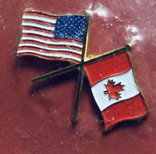 Vintage Canada USA Flag Enamel Lapel Pin Friendship/Allies/Dual Flags/America picture