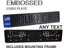 USA - AMERICA BLACK ON BLACK, EURO STYLE, BMW,  European LICENSE plate, ANY TEXT picture