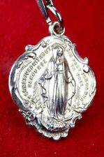 Carmelite Nuns 1930 Sterling Catholic Hail Mary Prayer Back Miraculous Medal picture