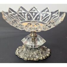 Beautiful Vintage Brass Crystal Bowl Pedestal Nuts Candies Or Candle Holder 4.25 picture