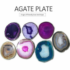 8~10cm Seven Colors Agate Slice Crystal Plate Quartz Doily Decorate Healing 1pc picture