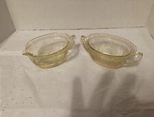 Vintage Yellow Depression Type Glass Creamer and Sugar Dishes picture