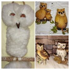OWLS Vintage Mixed Lot of Ceramic Figurines, Macrame, & Wall Hangings Art Hobo picture