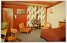 Landmark Motor Lodge Glen Falls New York NY Interior View 70s TV Postcard picture