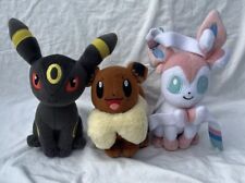 Lot Of 3 Eveelution Plushies, Eevee, Umbreon & Silveon picture