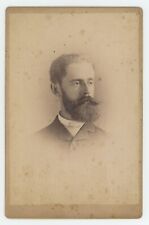 Antique Circa 1880s Cabinet Card Handsome Dashing Man With Amazing Full Beard picture